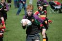 Small beginnings: James Gulliver in action for Weybridge Vandals mini rugby section