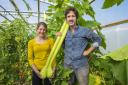 Farm manager Charlotte Steel was surprised by the size of Joris Gunawardena's vegetable