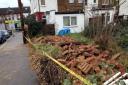 A 13-year-old boy was taken to hospital with pelvic injuries after this wall collapsed