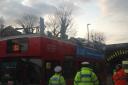 The roof of the bus destroyed by the collision. Photo by Catriona Cheek