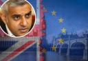 Sadiq Khan will speak tonight about the cost of Brexit, citing City Hall claims it has cost the average Londoner £3.4k. Photos: Newsquest/Pixabay