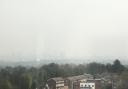 Smog: a view over south London yesterday
