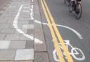 In Lombard Road a wonky cycle lane appeared (Pic @citycyclists )