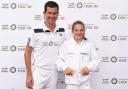 On the up: Surbiton’s Alice Klugman with English tennis legend Tim Henman and her trophies