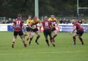 On the run: Richmond's Chris Davies, back in the second row this week, was again on the scoresheet for his men