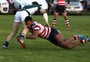 Tough day: Kiba Richards repels an Ealing attack                           All pictures: David Whittam