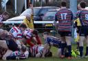 Score: Alex McKenzie goes over for Rosslyn Park at Old Albanian        All pictures: David Whittam