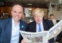 Gavin Barwell and Boris Johnson enjoying reading the Croydon Guardian before lunch