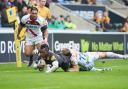 Decisive: Wasps big hitters like Christian Wade proved the difference on Singha Premiership Rugby Sevens Series finals day at the Ricoh Arena on Sunday