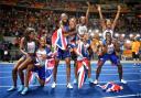 Aikines-Aryeetey (far right) celebrating in Berlin after winning the 4x100m relay in August