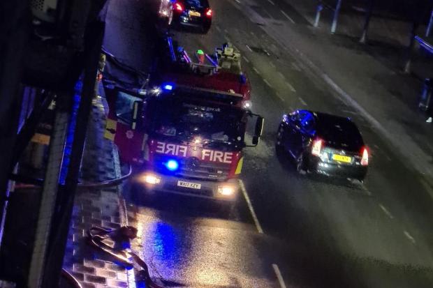 A fire engine at the scene in London Road, Kingston (photo: Jaymie Bean)
