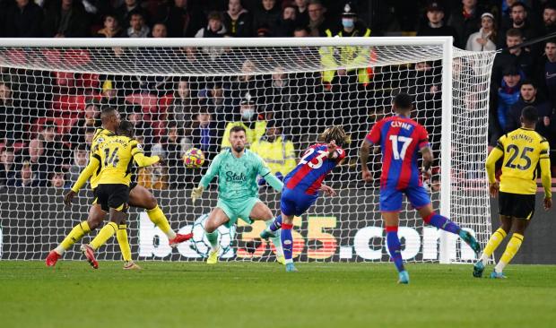 Your Local Guardian: Crystal Palace's Conor Gallagher scores his sides second goal during the Premier League match at Vicarage Road, Watford