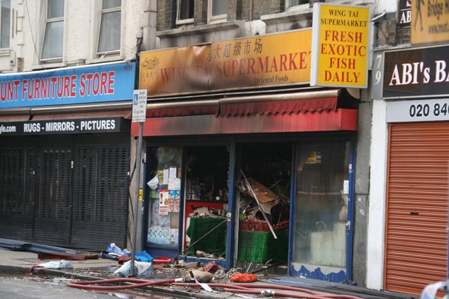 Images from the fire at the Wing Tai Chinese supermarket in Church Street, Croydon, which caused major disruption. Pic by Desmond Fitzpatrick