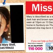 Mary Shell, 14, was reported missing from the Sunbury area. Image: Surrey Police