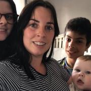 Ceri pictured with her sister, 27, six-month-old son and 11-year-old son