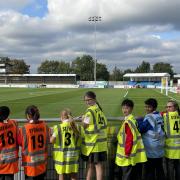 School children at Sutton United FC. Images via LEO Academy Trust