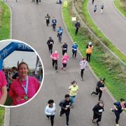 Juliet and Ian at the Lee Valley Velopark 5K. Images via Brain Tumour Research