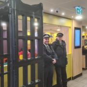 The metal detector is positioned next to the ordering screens in the Church Street venues and is part of an initiative by Croydon Town Centre police and McDonald's to make the area a more welcoming place