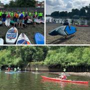 Around 100 paddle boarders took to the Thames today in a mass litter pick up between Kew Bridge and Richmond
