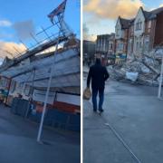 Scaffolding collapse in Sutton after Storm Henk