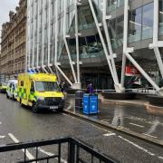 One entrance to City Thameslink station is cordoned off