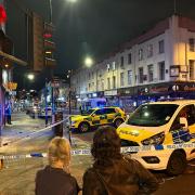 Police at Dalston after a shooting