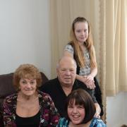 L-R Rose, Mick and Sally Piercy, with, back Hannah Wharton (Sally's niece).