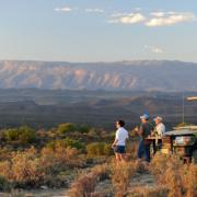 A jeep side pit-stop at Sanbona Wildlife Reserve in Montagu, Western Cape, South Africa.