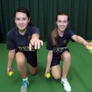 Ball girls: Emma Mcloughlin, left, and Grace McCormack get ready for action.