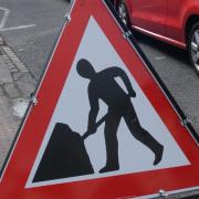 Temporary work road sign