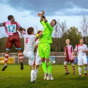 Up for it: Michael Salako scores for Corinthian Casuals but it was too little too late on Saturday    Pictures: Stuart Tree