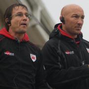 Past life: New London Scottish coach Phil Greening, right, alongside new boss Mike Friday during their London Welsh days