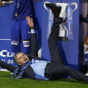 Happy days: Chelsea Jose Mourinho enjoys the moment