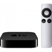 Apple TV lets you watch and listen to media from the iTunes store through your television