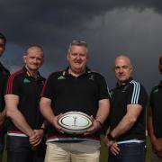 Enthusiastic: Harlequins director of rugby John Kingston, centre, and his team are keen for the European Rugby Challenge Cup this season