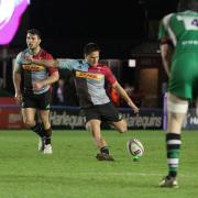 France-bound: Ben Botica, here in a familiar pose in a Quins shirt, will join Montpellier at the end of the season