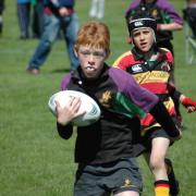 Small beginnings: James Gulliver in action for Weybridge Vandals mini rugby section
