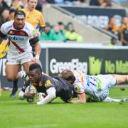 Decisive: Wasps big hitters like Christian Wade proved the difference on Singha Premiership Rugby Sevens Series finals day at the Ricoh Arena on Sunday