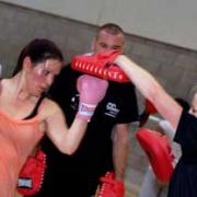 Girl rocker Jackie Chambers (right) training with Anna Vercoe at Box London. Deadlinepix Chris Gray CG0842