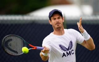 Andy Murray on the practice courts during day two of the Surbiton Trophy at Surbiton Racket and Fitness Club