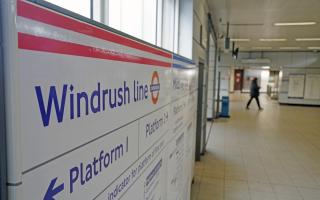 A new sign for the Windrush line at Highbury and Islington station