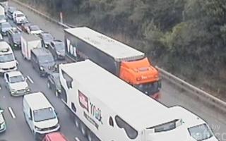 Three fire engines were tasked to tackle a blaze on the M25 this morning