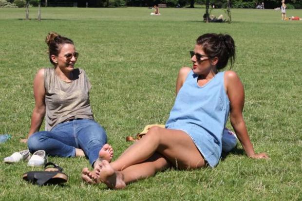 Sarah and Rita catching some rays in Battersea Park yesterday