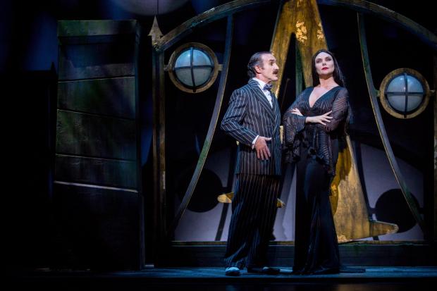 Cameron Blakely as Gomez Addams and Samantha Womack as Morticia in The Addams Family. Credit Matt Martin