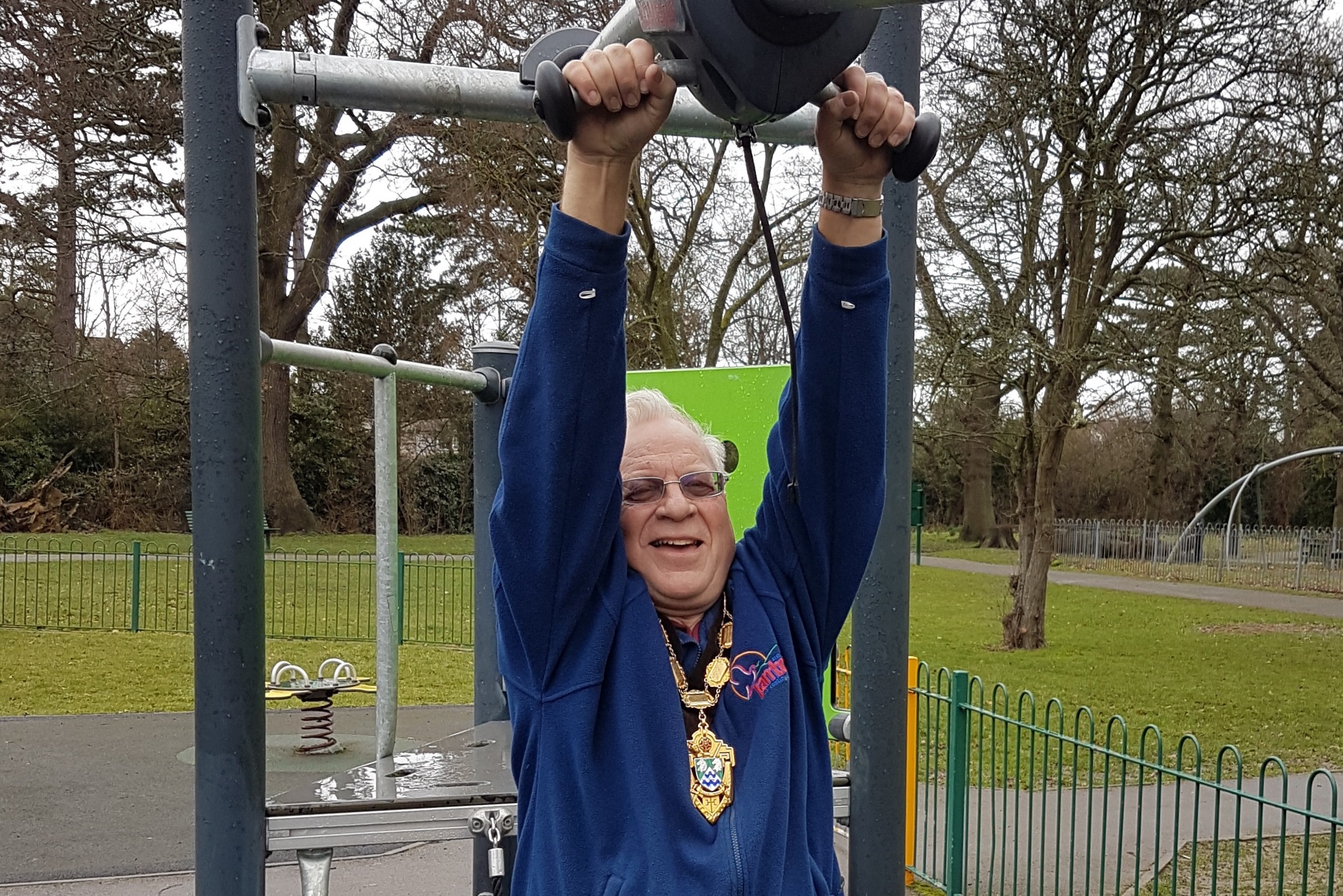 Mayor gets to grips with new playground equipment